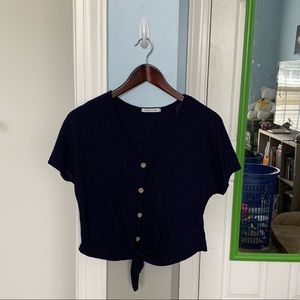 Textured tie crop top